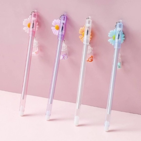 Set/4 Kawaii Pretty Flower Gel Ink Pen 0.55mm NWOT - Picture 2 of 2